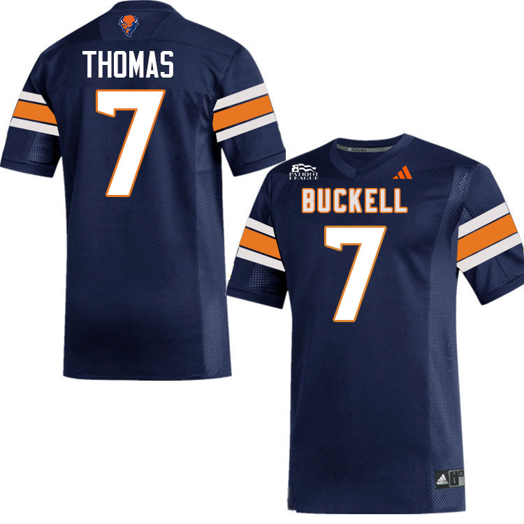 Bucknell Bison #7 Tariq Thomas College Football Jerseys,Uniforms-Navy